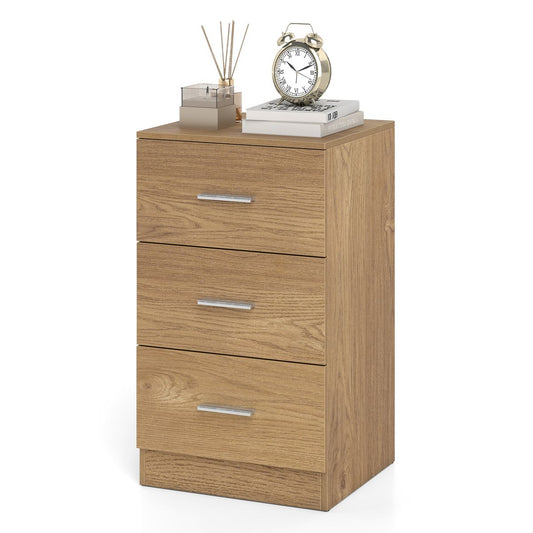 Table de chevet Coast - Commode en bois à 3 tiroirs - Design moderne - Naturel 38 x 35 x 66 cm