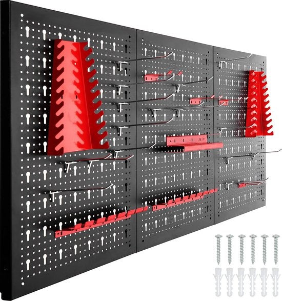 tectake® - Mur d'outils avec 25 crochets et supports - 403559