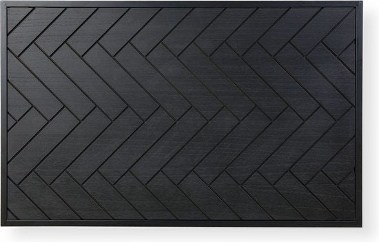 Table basse Lifa Living Dijon - Bois et acier - Intérieur - Noir - Motif à chevrons - 80 x 50 x 45 cm