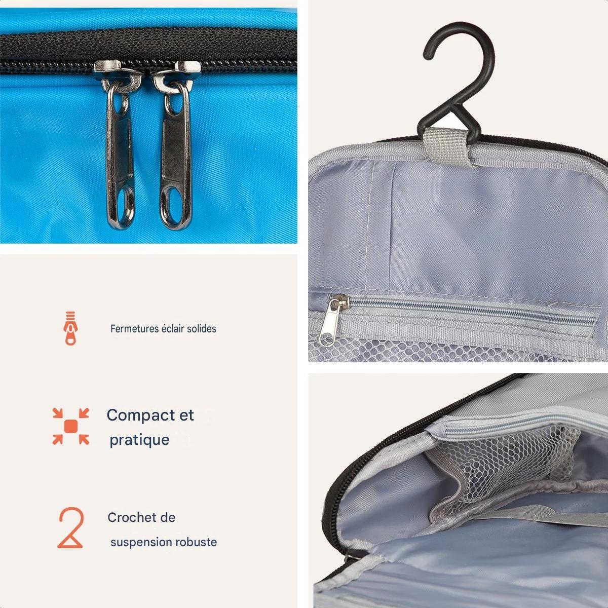 TRVLMORE Trousse de toilette - Suspension avec crochet - Unisexe - Bleu clair