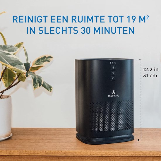 Purificateur d'air Medify Air MA-14 – 70 m³/h – Filtre HEPA H13 – 3 modes + mode veille – Jusqu'à 28 m² par heure – Contre le rhume des foins, les acariens et les allergies – Blanc