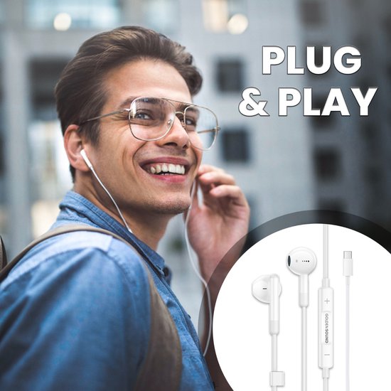 Écouteurs filaires Golden Sound - Écouteurs avec fil et microphone - Connexion USB-C