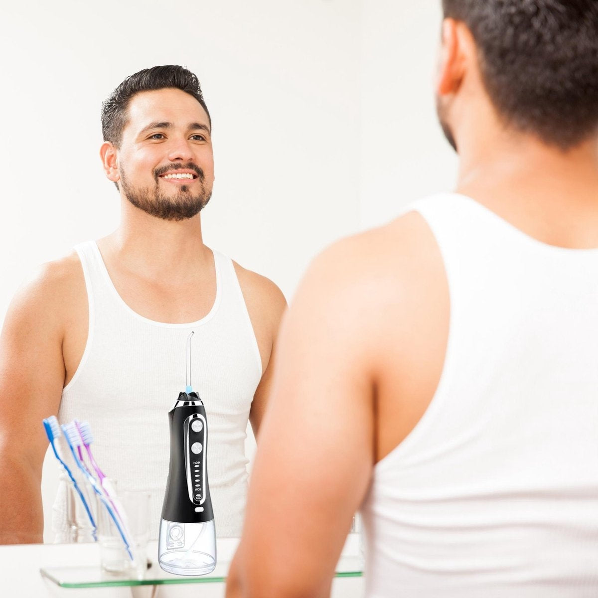 BOME Water Flosser with 7 Attachments - Oral Wash - Prevent Tartar - Cordless - 5 Stages - Black