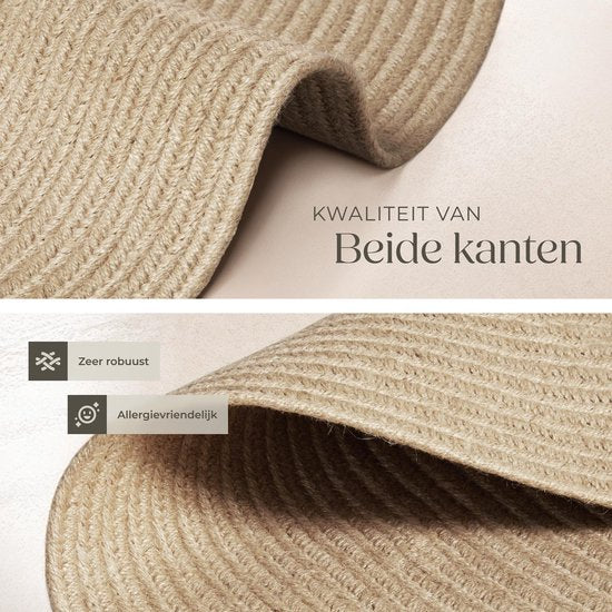 tectake® Tapis tressé - Style Boho - Tapis en jute pour l'intérieur et l'extérieur - Durable et facile d'entretien - Maintien des formes et respectueux des allergies - Tapis rond - Ø160 cm