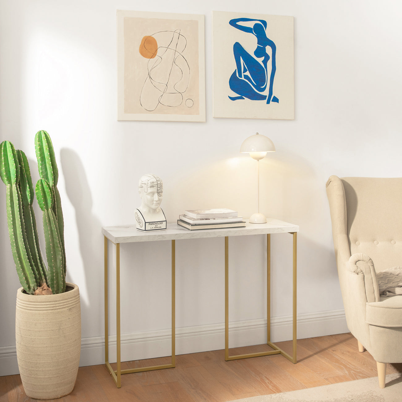 SoBuy Table d'appoint - Haute qualité - Structure en fer - 100 x 40 x 80 cm