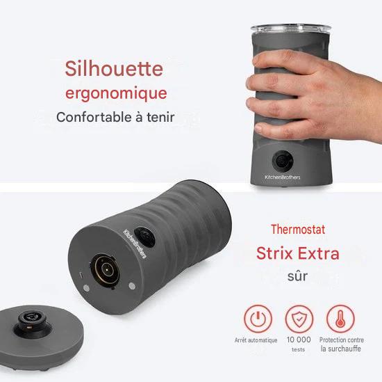 KitchenBrothers Mousseur à lait électrique - 4 en 1 - 240 ML - Mousseur à lait pratique - Anthracite