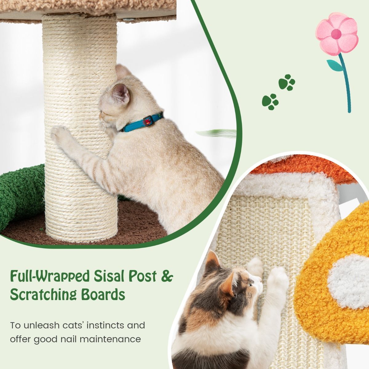 Griffoir Coast multicouche pour chat - design crapaud - boule de jeu interactive - 59 x 48 x 102 cm