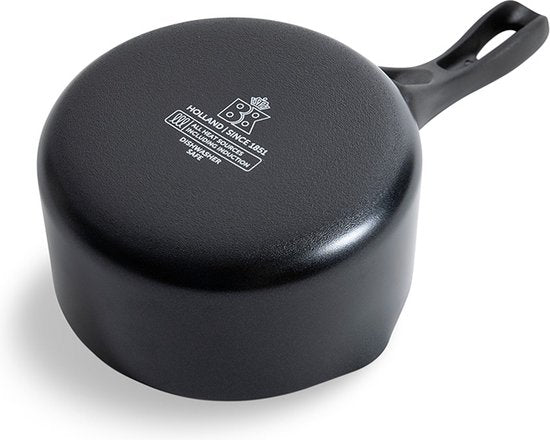 Casserole BK Vivid 16 cm - 1,6 L - Revêtement antiadhésif sans PFAS – Casserole à induction – Casserole en céramique – Résistante au four jusqu'à 160 °C – Poignées froides – Sans couvercle – Noire