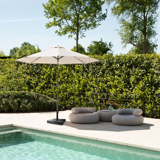 VONROC Premium Parasol à manche Recanati Ø300cm - Housse de protection incluse - Parasol rond - Inclinable - Toile résistante aux UV - Beige