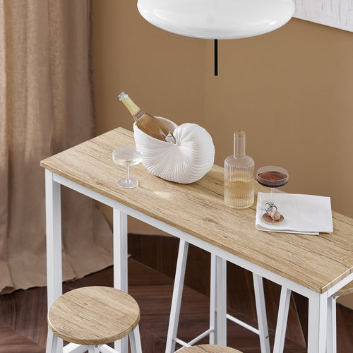 SoBuy Table de bar avec 4 tabourets - Max. 150 kg - Industriel - 120 x 40 x 100 cm - Marron / Noir