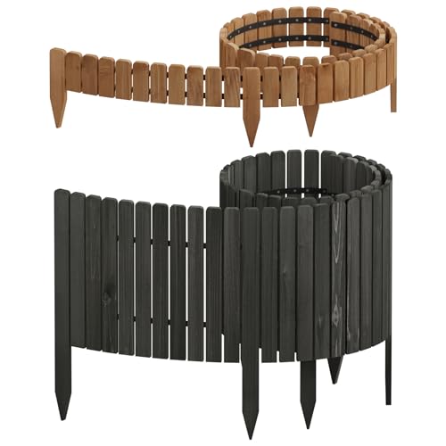 Clôture de jardin en bois flexible Woltu - Anthracite - 203 x 60 cm
