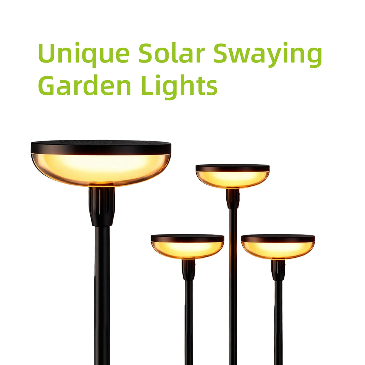 Lot de 4 lampes solaires de jardin VIVREAL – Lampes rondes orientables doubles – 18,1 × 31,49 pouces – Noir
