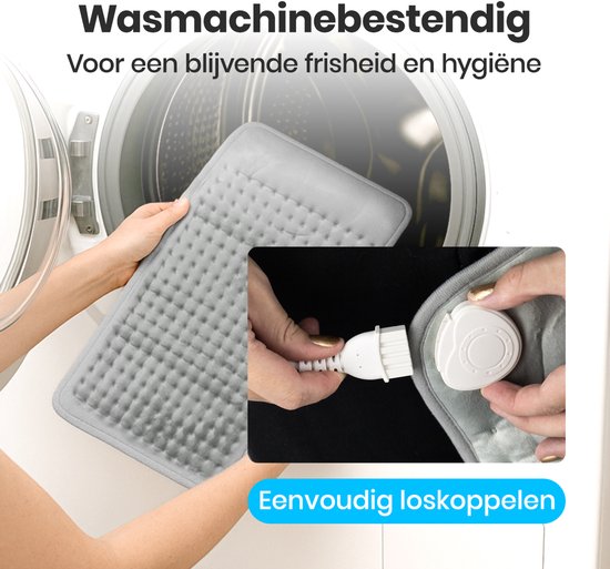 Auronic Coussin chauffant électrique - XXL - 60x30cm - Cou et épaules - Lavable - Coussin chauffant - Oreiller électrique - Gris