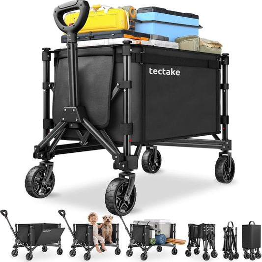 Chariot tectake® - Pliable - Capacité de charge de 60 kg - Roues pivotantes massives - 47 x 83 x 90 cm - Chariots de transport - Chariot à main - Avec poignée télescopique - Chariot à main - Chariot de transport hydrofuge - Avec tablette et compartiment i