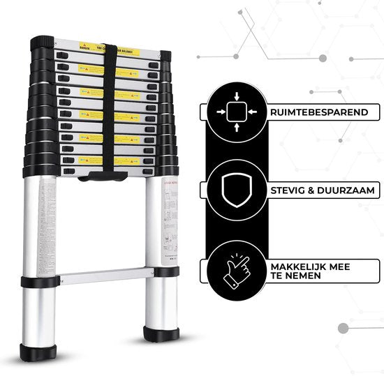 Outbee Telescopic Ladder - Échelle pliante télescopique - Hauteur de travail 3,8 m - Aluminium
