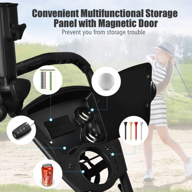 Chariot de golf à 3 roues Chariot de golf à pliage rapide Chariot de golf à pied Support de sac de golf Chariot de golf pour clubs de golf Chariot de golf