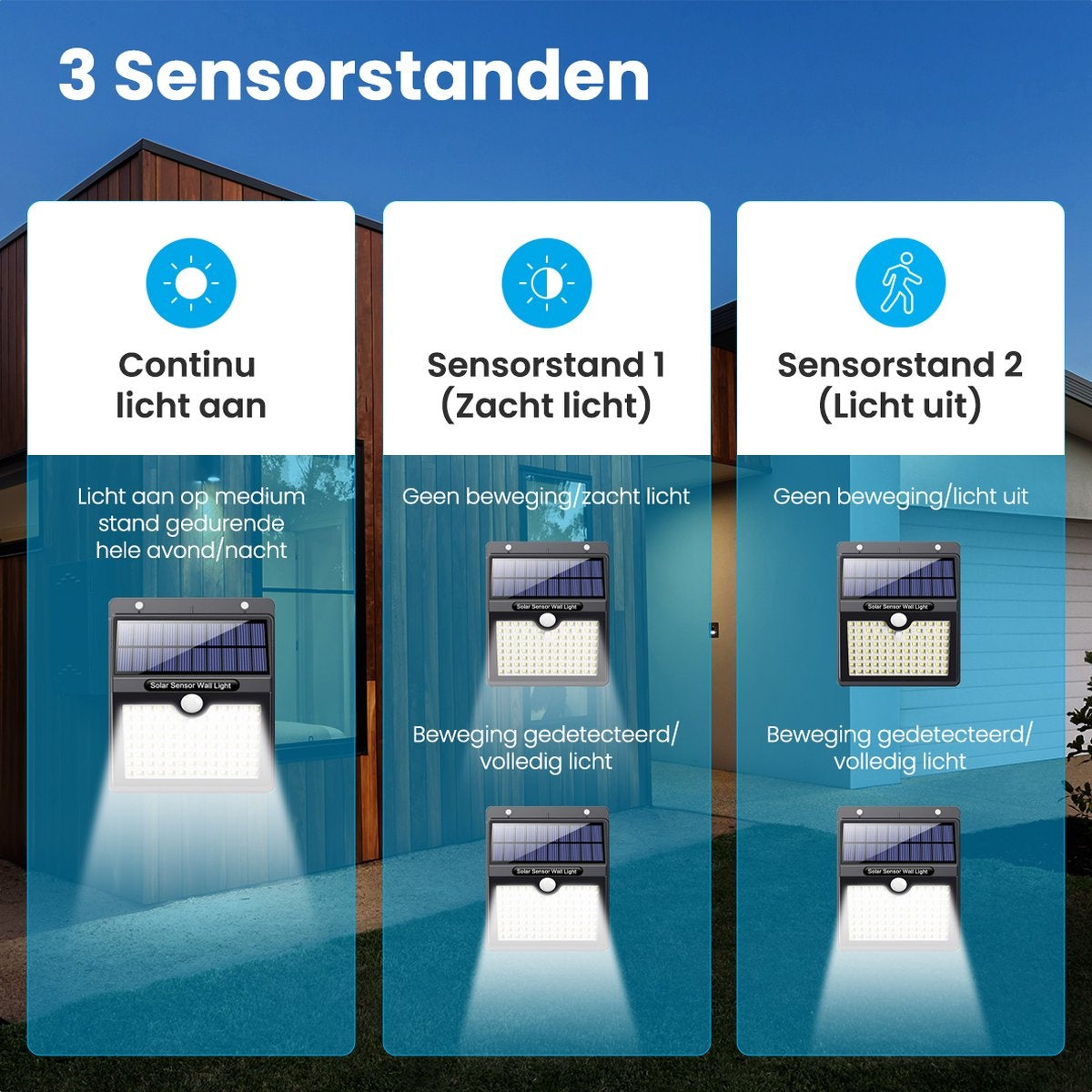 Auronic Lampe solaire d'extérieur avec détecteur de mouvement - Applique murale avec détecteur - Solaire - 97 LED - IP65 - 2 pièces - Noir