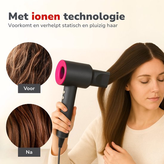 Sèche-cheveux ionique Alpina 1600 W - Sèche-cheveux à 3 réglages de chaleur - Sèche-cheveux avec fonction « Cool Shot » et autonettoyage - Sèche-cheveux avec embout magnétique à 360° - Technologie ionique - Gris
