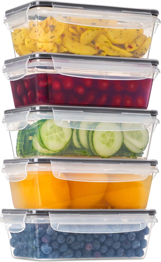 Stosh Freshness Trays - Plateaux pour la préparation des repas - Plateaux pour la congélation - 5 pièces - 1L - Plastique - Sans BPA