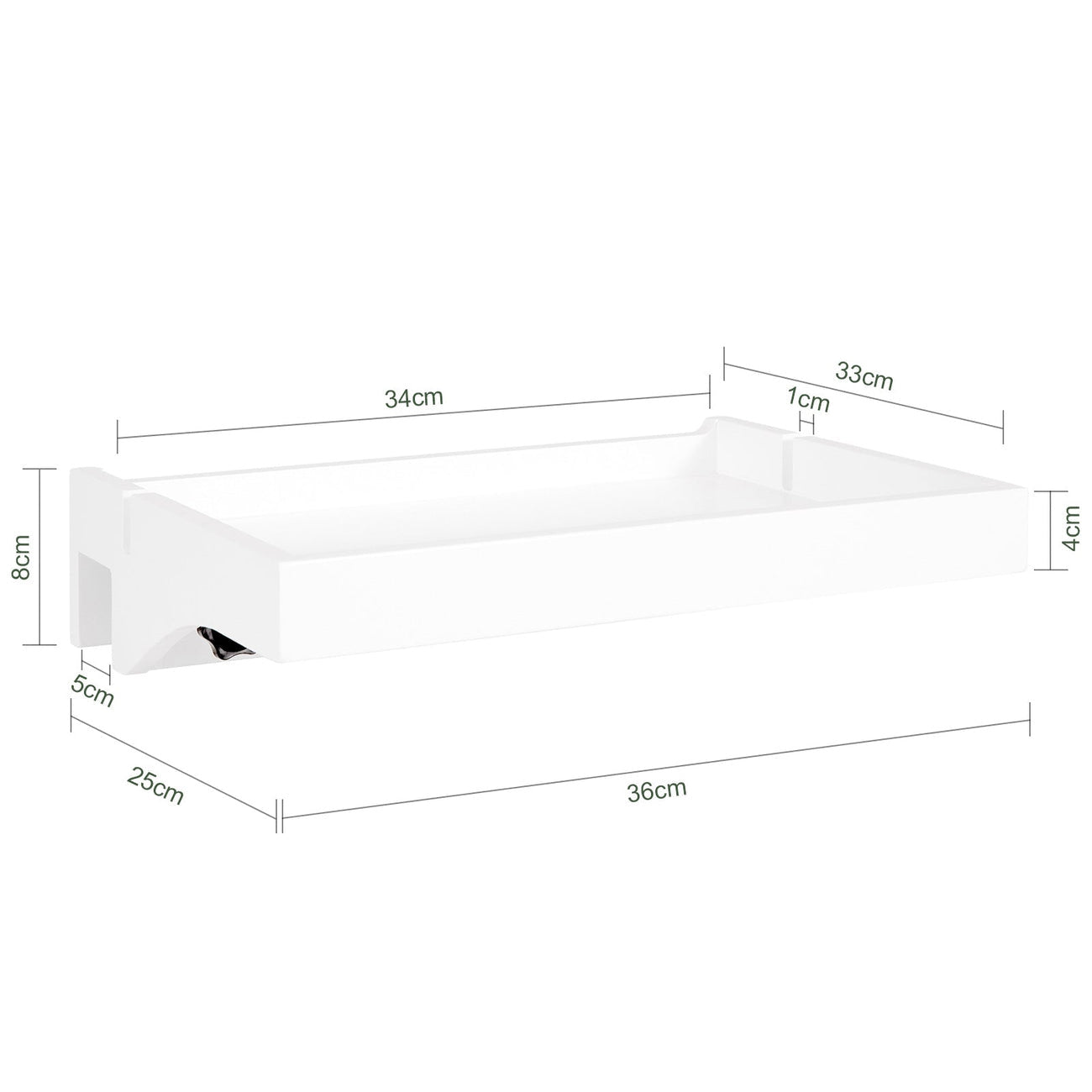 SoBuy NKD01-W Étagère de lit flottante en bambou - Max 2,5 kg - 36 x 8 x 25 cm - Blanc