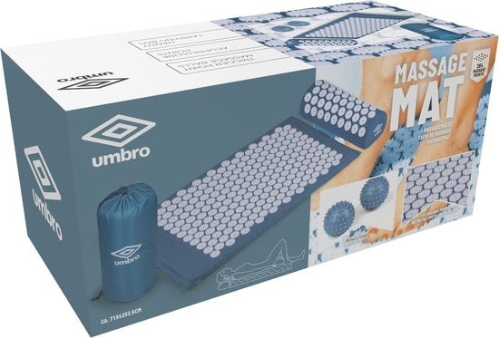 Tapis d'ongles Umbro - Tapis d'acupression - Tapis Shakti - Tapis de massage - 42x71cm - Bleu