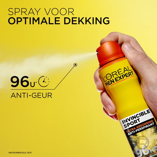 L'Oréal Paris Men Expert Invincible Déodorant en spray - Anti-transpirant, protection longue durée 96 heures - Sans alcool* - 150 ml
