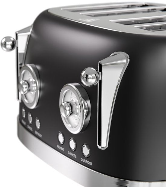 Grille-pain KitchenBrothers - 6 niveaux de chaleur - 4 fentes extra-larges - 815W - Noir