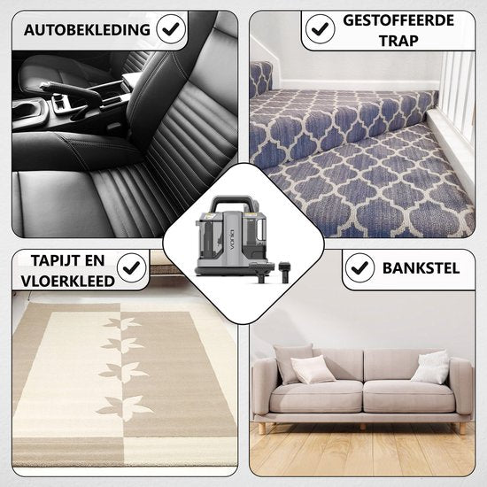 Vonia Nettoyeur de tapis - Nettoyeur de taches - Nettoyeur de canapé - Machine à nettoyer - Nettoyeur de meubles - 450W - Gris