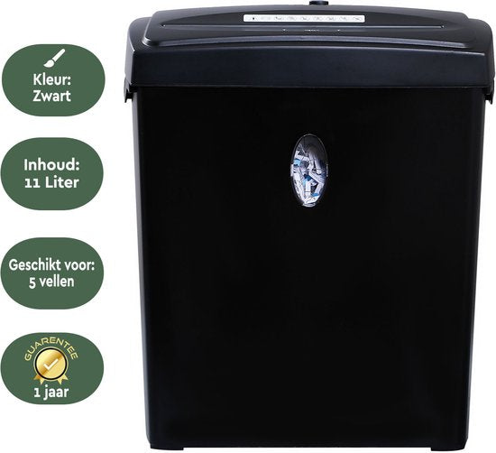 Destructeur de papier BRASQ - PS406 - Bac de collecte 11L - P4 standard - 6 feuilles - Destructeur de cartes de crédit - Noir