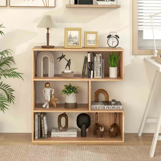 Bibliothèque Coast - 3 compartiments - Arrière ouvert - Anti-basculement - 84 x 30 x 84 cm - Naturel