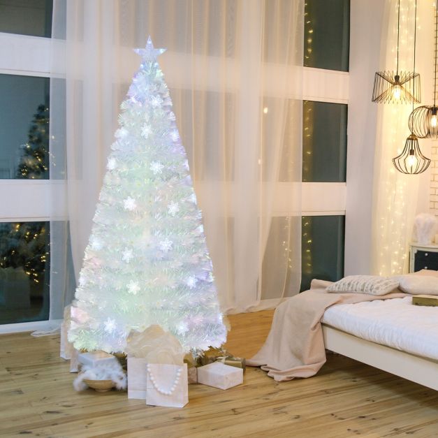 Sapin de Noël artificiel Coast 180 cm, sapin enneigé avec éclairage LED à fibre optique, 8 modes CM25341DE
