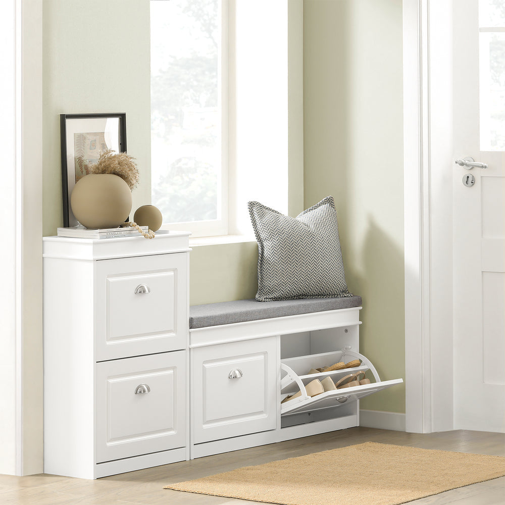 Armoire à chaussures - SoBuy - Meuble à compartiment - Support à chaussures - Banc pour s'asseoir - Blanc
