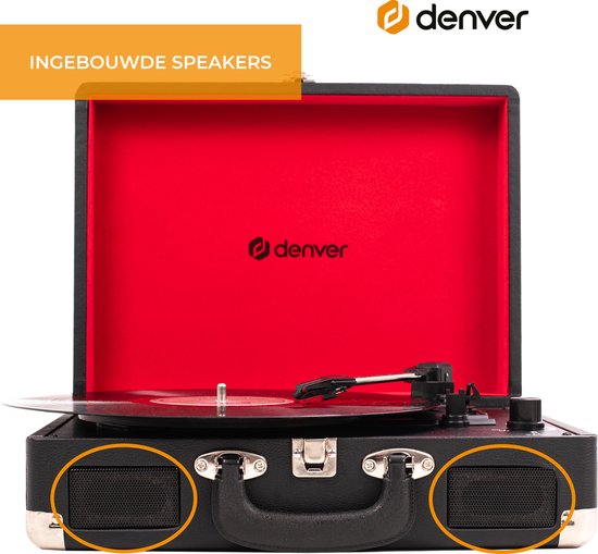 Denver Record Player - Haut-parleurs intégrés - Logiciel PC inclus - Auto-stop - Rétro - VPL120 - Noir