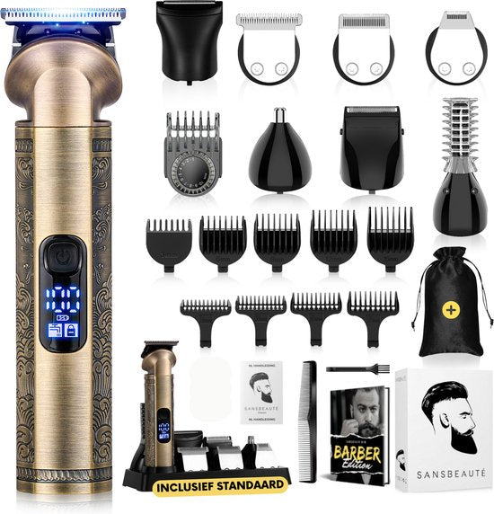 Tondeuse à barbe 8-en-1 pour homme + sac de voyage - Tondeuse pour barbe et corps - 8 accessoires inclus - Tondeuse pour homme - Tondeuse pour homme - Tondeuse à cheveux - Tondeuses - 0.5-15MM - Nez et oreilles - Tondeuse - Machine à barbe - Multigroomer