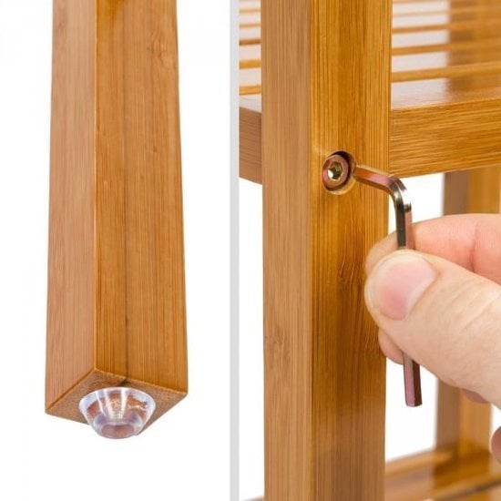 tectake - Etagère de salle de bain en bois avec 5 étagères en bambou 401646