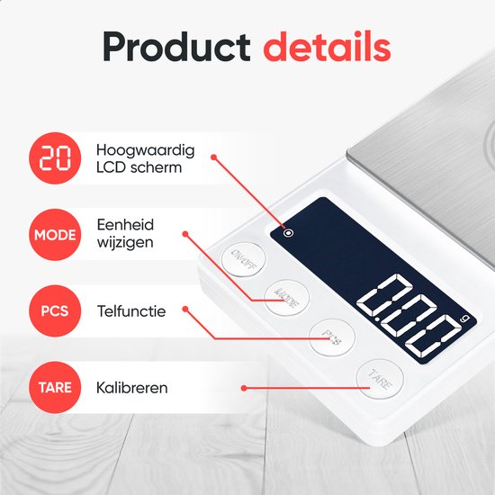Kitchenwell digital mini precision kitchen scale white - 0.01 to 200 grams - 14.2 x 7.5 cm - balance de poche à piles - balance de cuisine