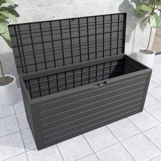 Deuba Storage Box Anthracite 120 x 46 x 57cm - Extérieur - Convient pour la terrasse, le balcon et le jardin
