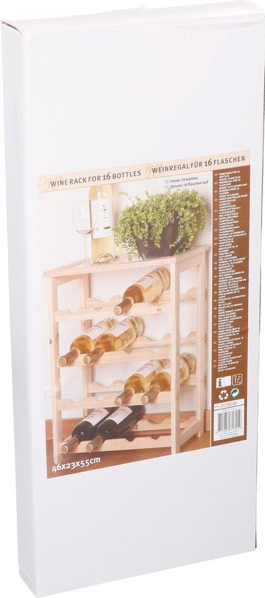 Porte-bouteilles - Hauteur 55 cm - Bois - 16 bouteilles
