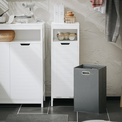 SoBuy Meuble de salle de bain avec 1 tiroir - Incluant 1 panier à linge amovible - 30 x 30 x 90 cm - Max. 15KG - Blanc