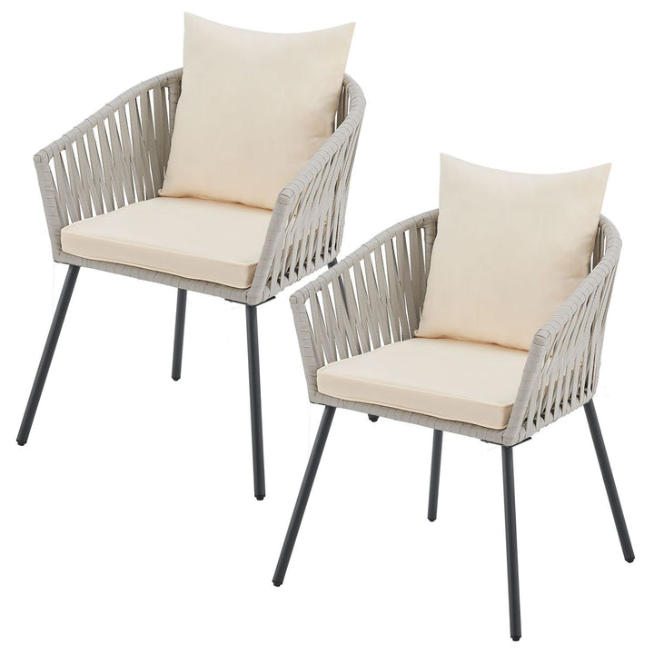 Juskys Lot de 2 chaises de jardin - rotin - coussins inclus - 58 x 58 x 80 cm - gris clair