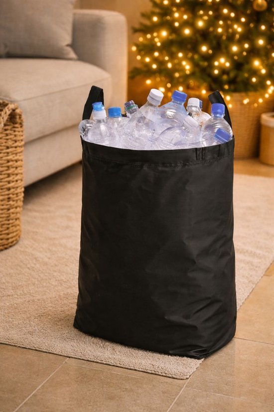 Conteneur à consignes Ceruzo – 100 L – Avec sac amovible pour bouteilles vides – Pliable – Noir