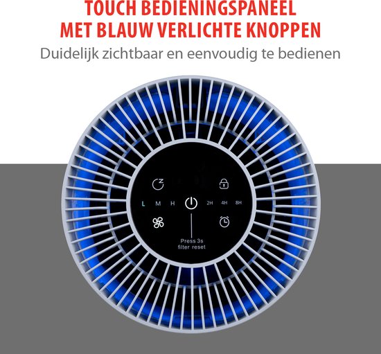 Purificateur d'air Alpina avec filtre HEPA H13 - Purificateur d'air avec ioniseur pour pièces de 5 à 10 m² - Débit d'air de 60 m³/h - Purificateur d'air à 3 vitesses - 230 V/12 W - Blanc