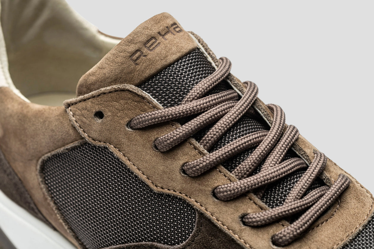 Baskets homme Rehab Booster Mix - Daim et mesh taupe - Taille 44 - Semelle caoutchouc confortable