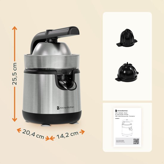 KitchenBrothers Presse-agrumes - Avec bec et poignée - 0.35L - acier inoxydable