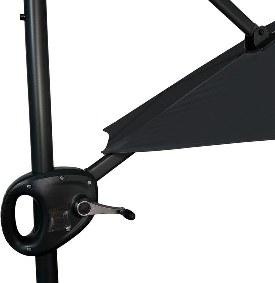 Parasol suspendu AXI Solea Ø 300 cm anthracite/gris, housse incluse – Armature thermolaquée avec pied en croix – Rotation à 360° – Toile anti-UV