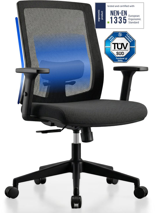 Chaise de bureau Backerz Low Mesh noire - Profondeur d'assise : 51 cm - Ergonomique - Jusqu'à 140 kg
