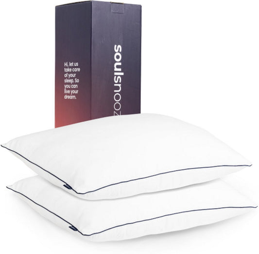 Oreillers de luxe Soulsnooze - Lot de 2 - 40x80 cm - Moyen - Réglable et antiallergique