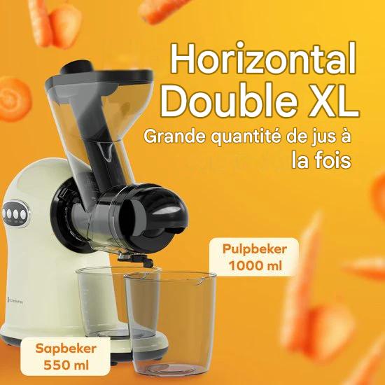 KitchenBrothers Extracteur de jus XL - Presse-agrumes - Presse-légumes et fruits - alimentation 43 mm et 70 mm - 500 ml - Champagne