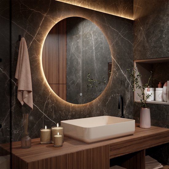 Miroir de salle de bain Mirlux - avec éclairage LED et chauffage - Miroir mural rond - Miroir de douche anti-condensation - 100CM