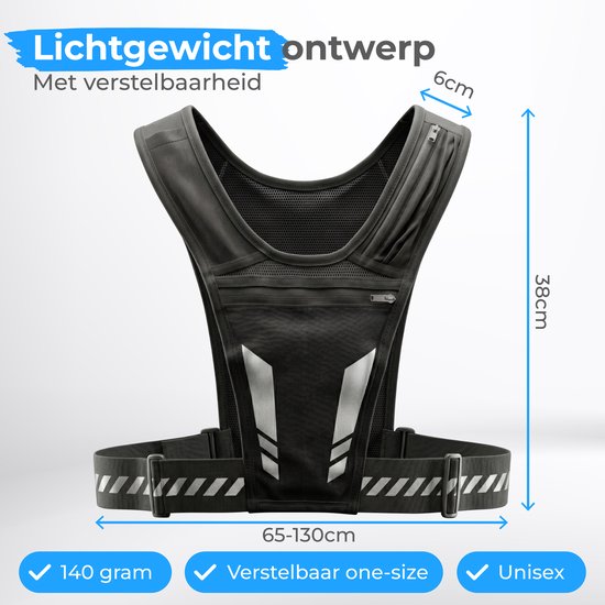 Gilet de course à pied réfléchissant Nuvance - Gilet de course à pied imperméable - Support pour téléphone de course à pied - Gilet de course à pied avec bande réfléchissante - Course à pied